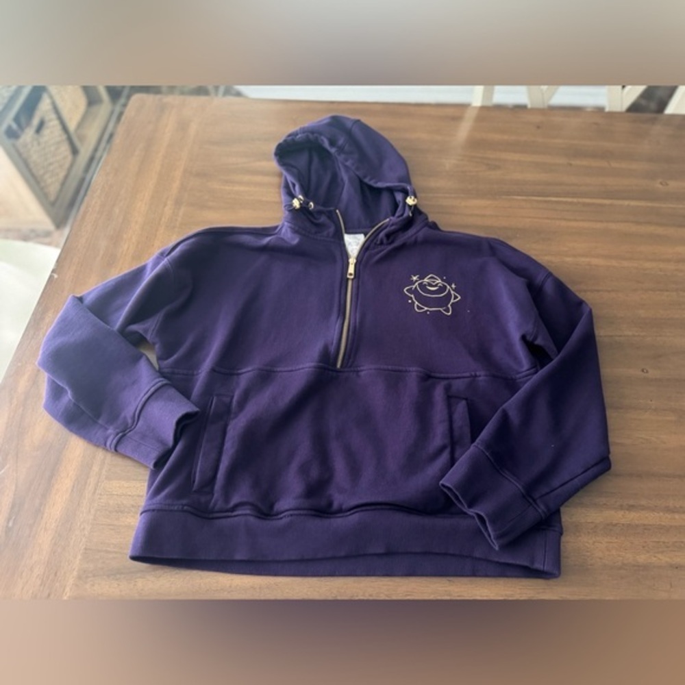 Disney Purple Star Half-Zip Sweater Hoodie Large